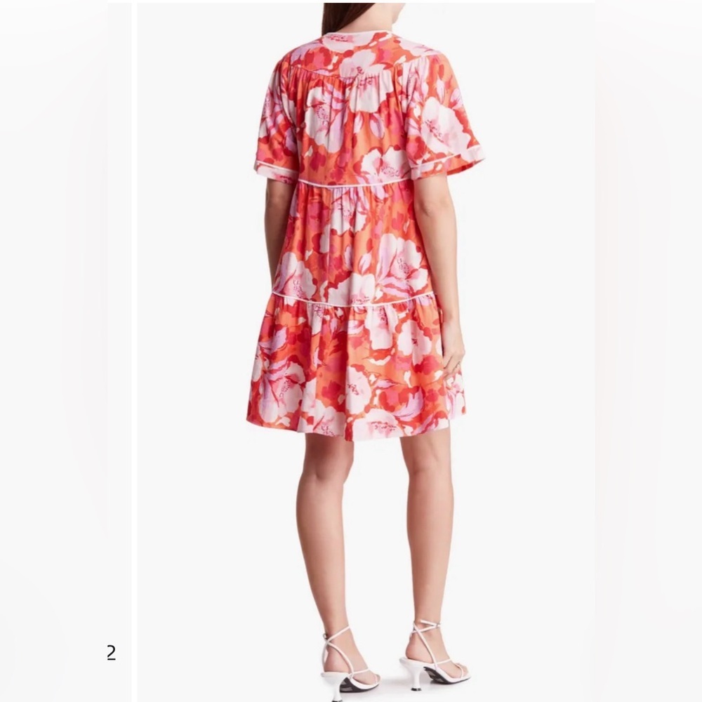Vince Camuto floral Short Sleeve Linen Blend Dress size 10 - Picture 3 of 9